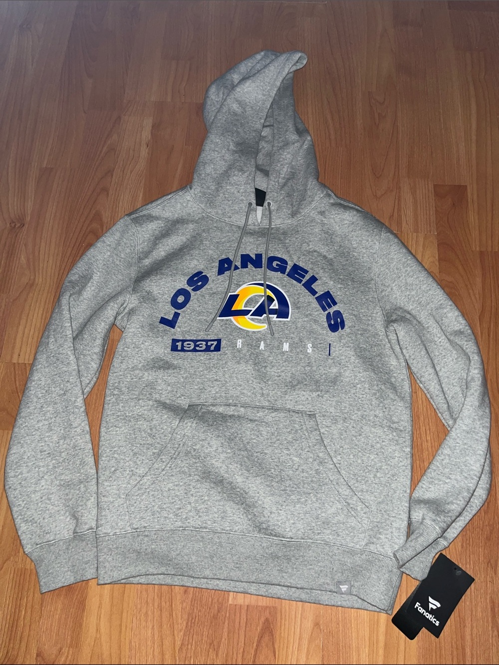 Fanatics Los Angeles Rams Gray Hoodie with Navy and Gold Logo